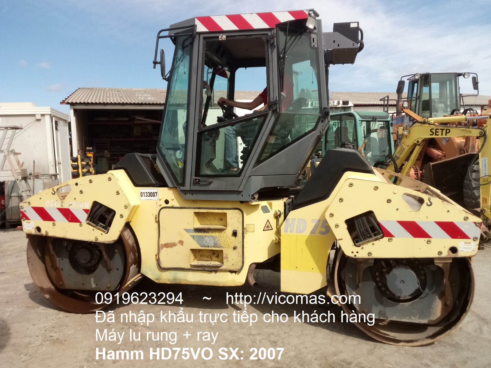 MÁY LU 2 BÁNH THÉP HAMM HD75VO, SX: 2007